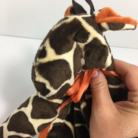 Woof & Poof Giraffe Plush Lovey Security Blanket Satin Side Brown Orange Soft - Picture 5 of 12